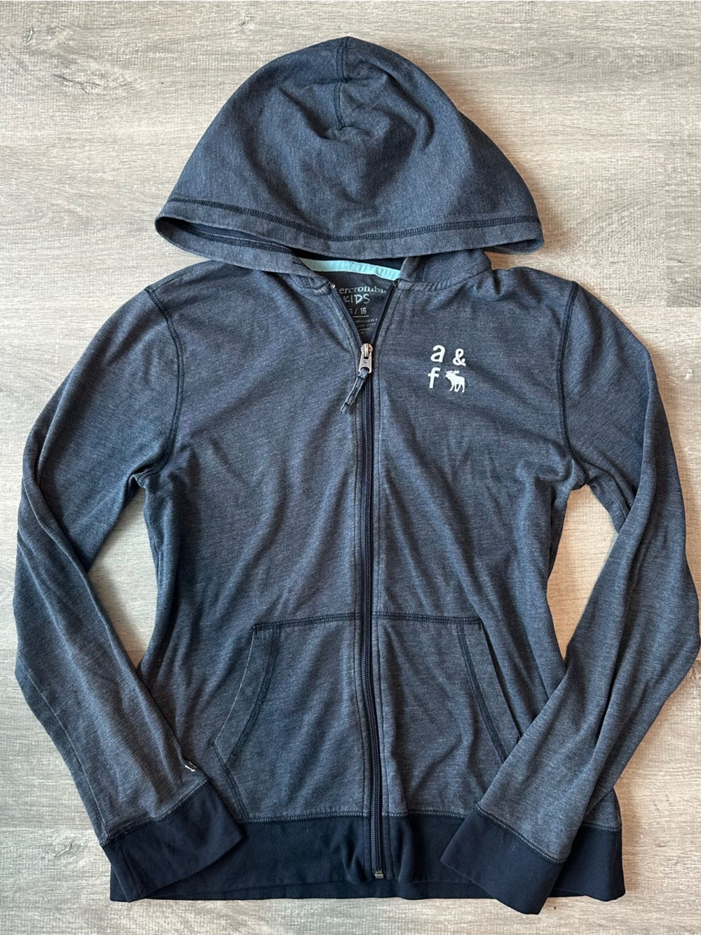 Abercrombie & Fitch Grey & Blue Zip-Up Hoodie